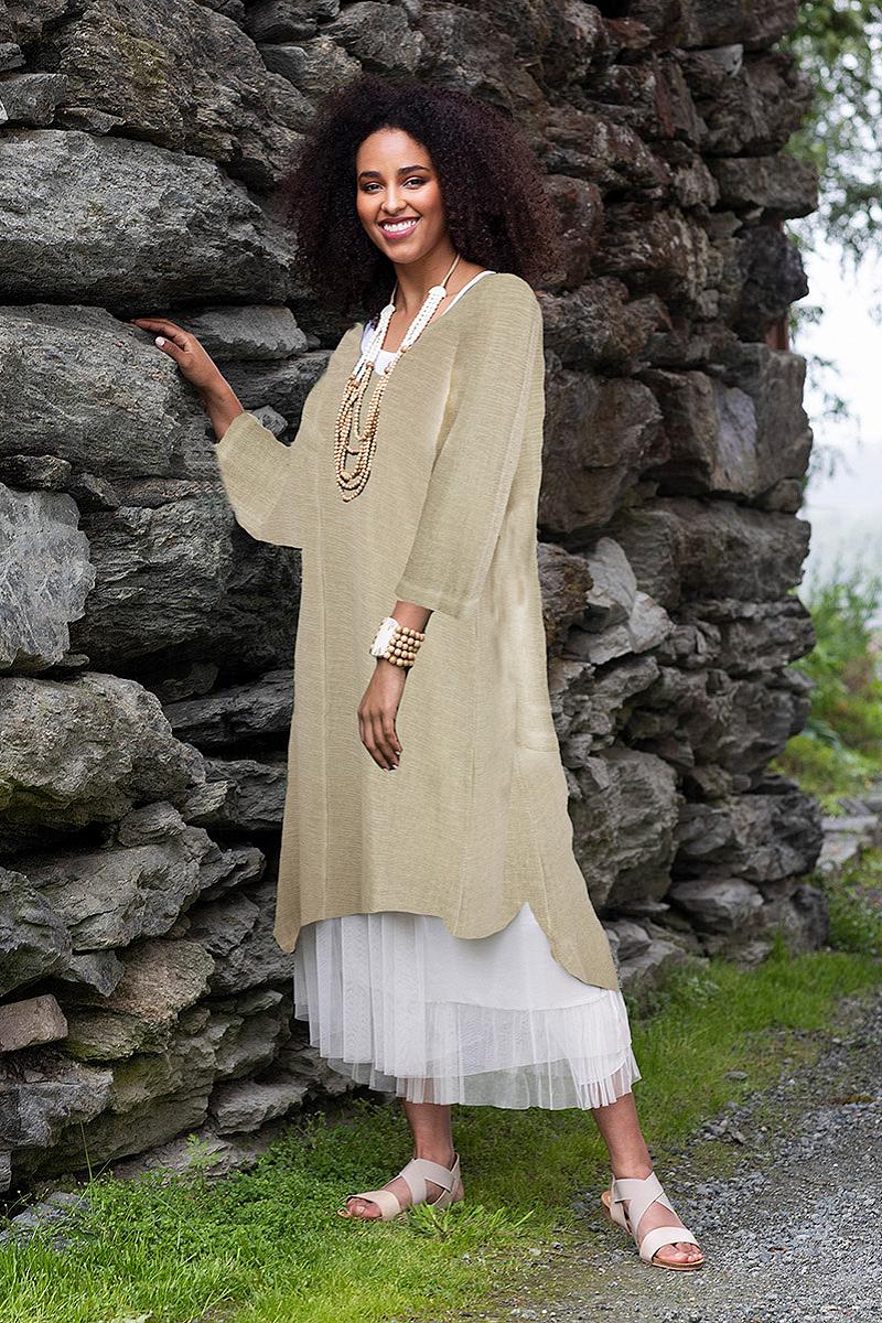 Dress short V-neck l.s.