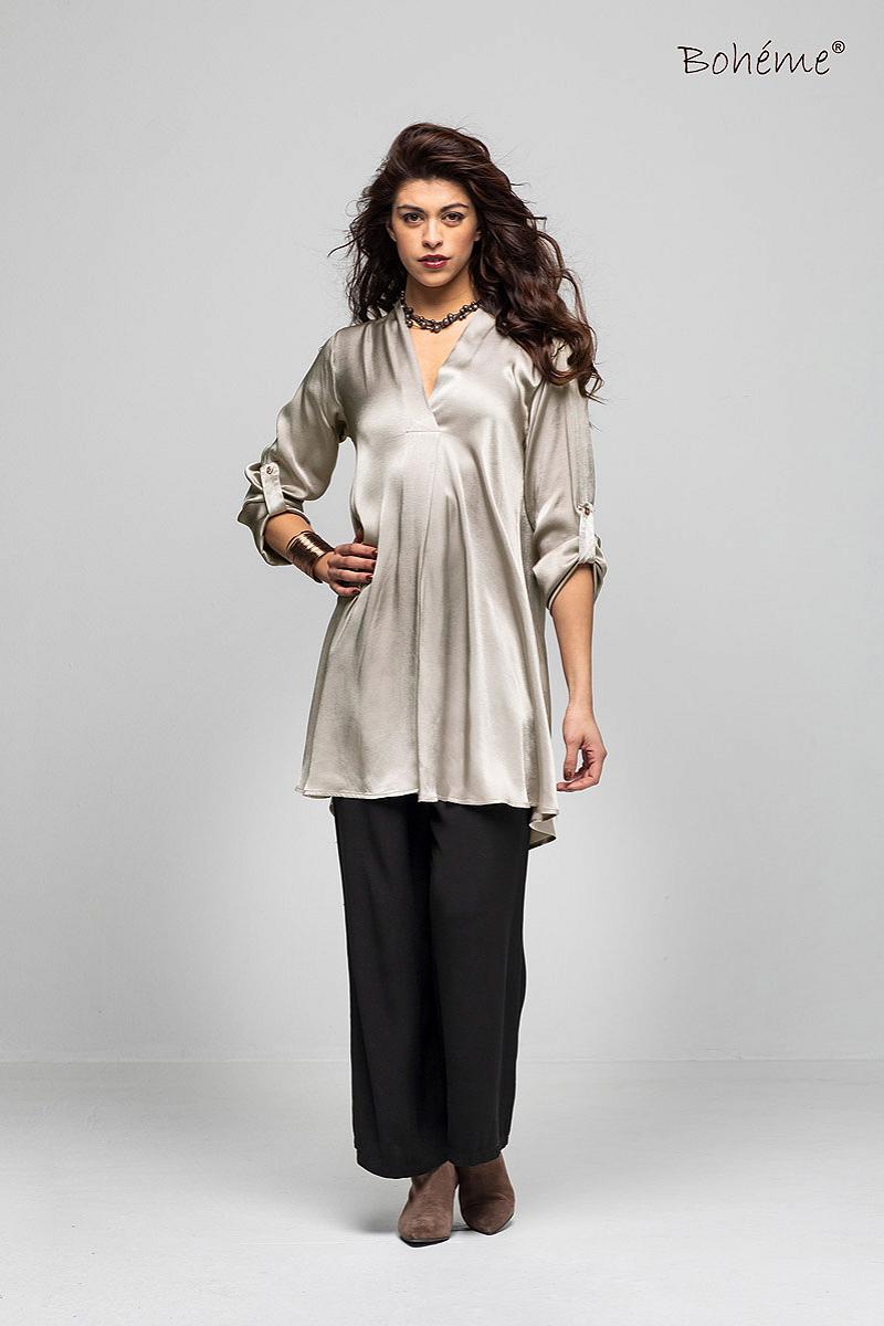 Pants straight satin