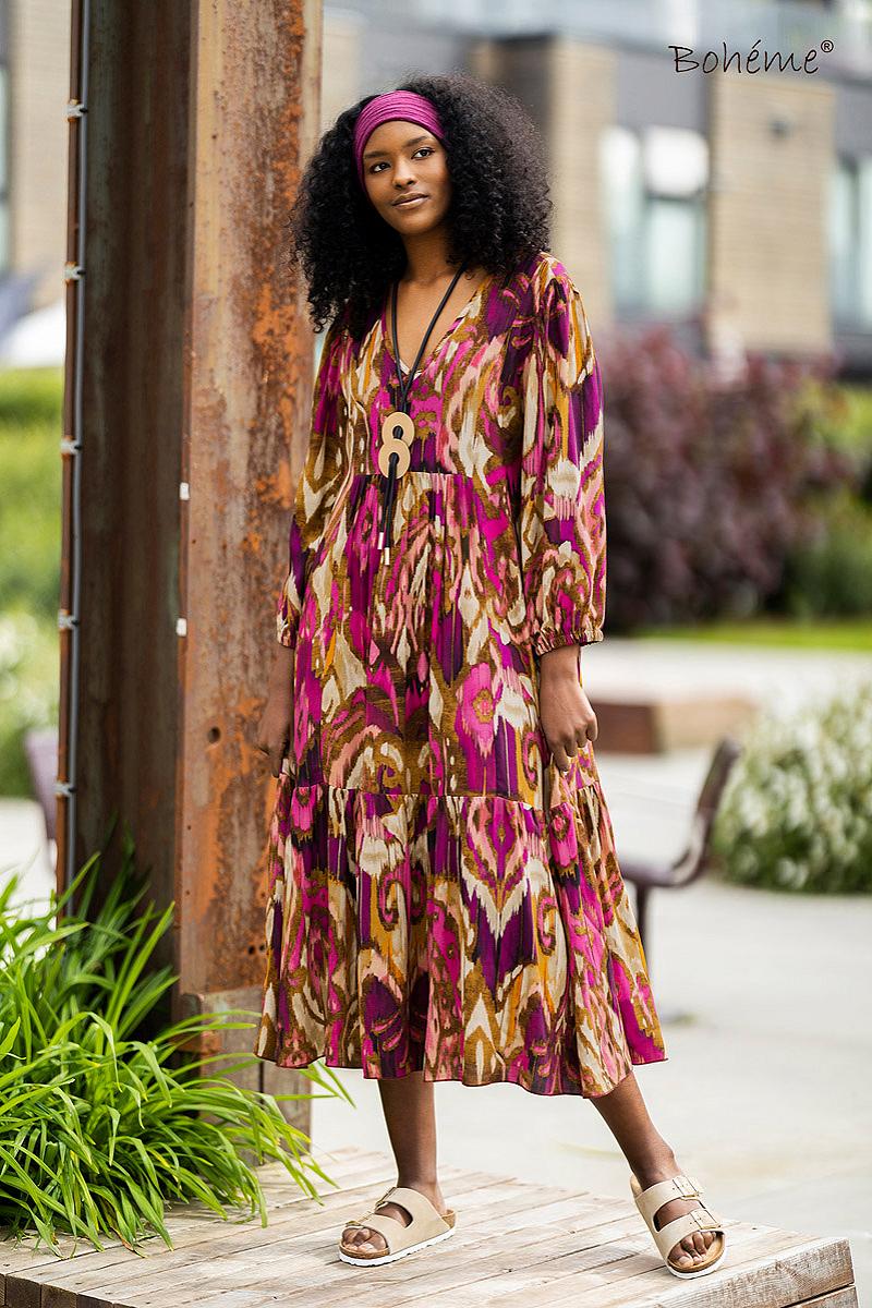 Dress long 3/4 s. print