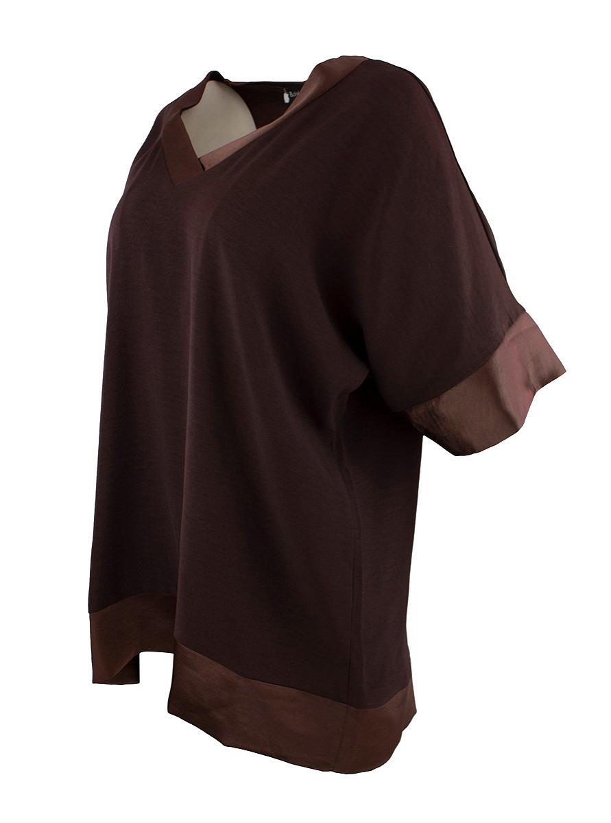 Top V-neck s.s. satin