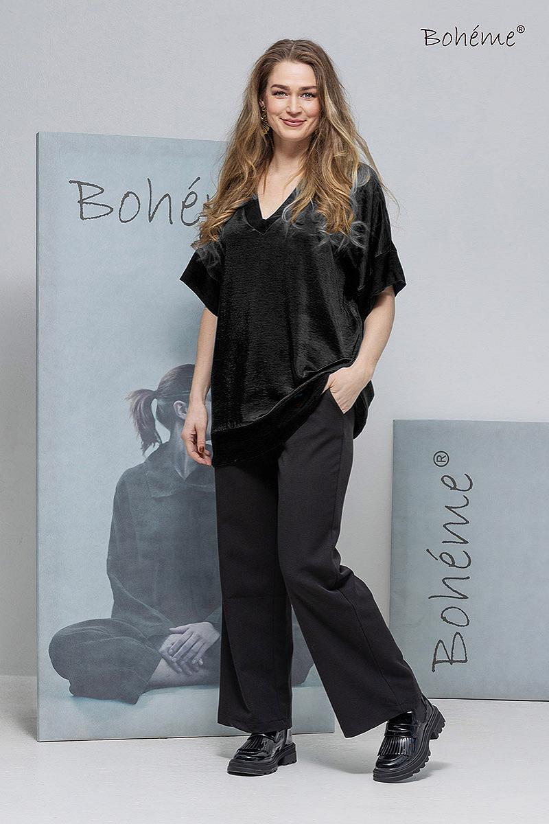 Top V-neck s.s. satin