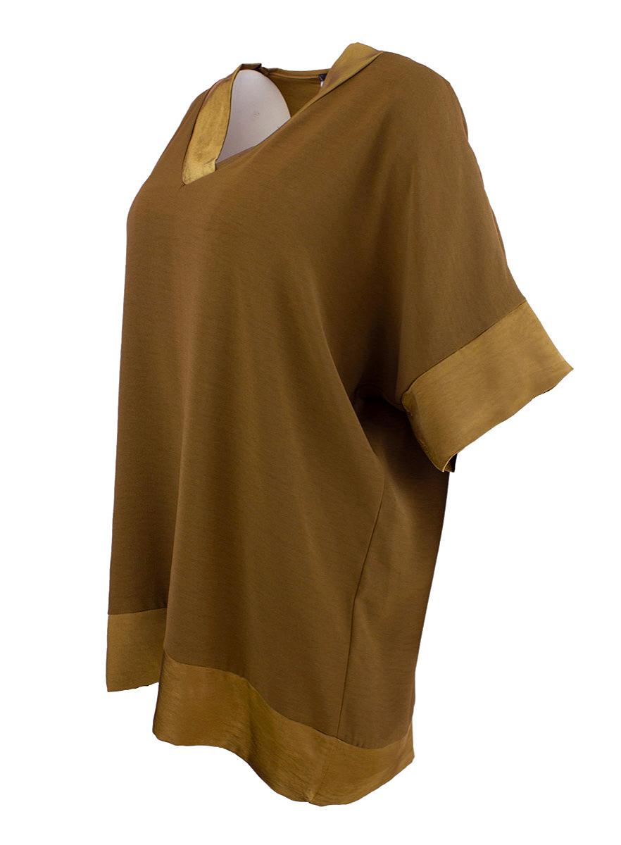 Top V-neck s.s. satin