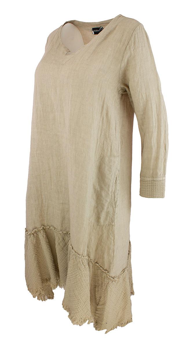 Dress V-neck 3/4 s. linen
