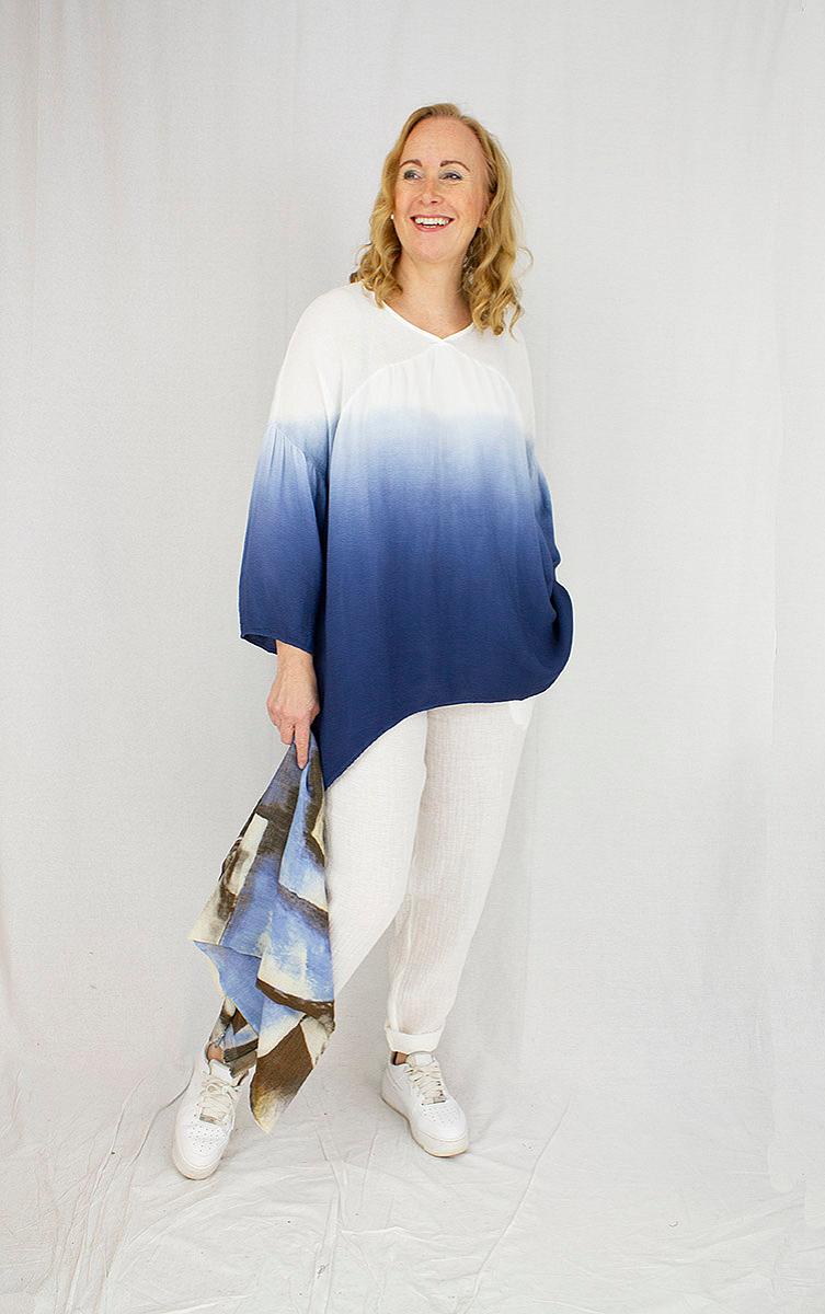 Bluse V-hals dip dye