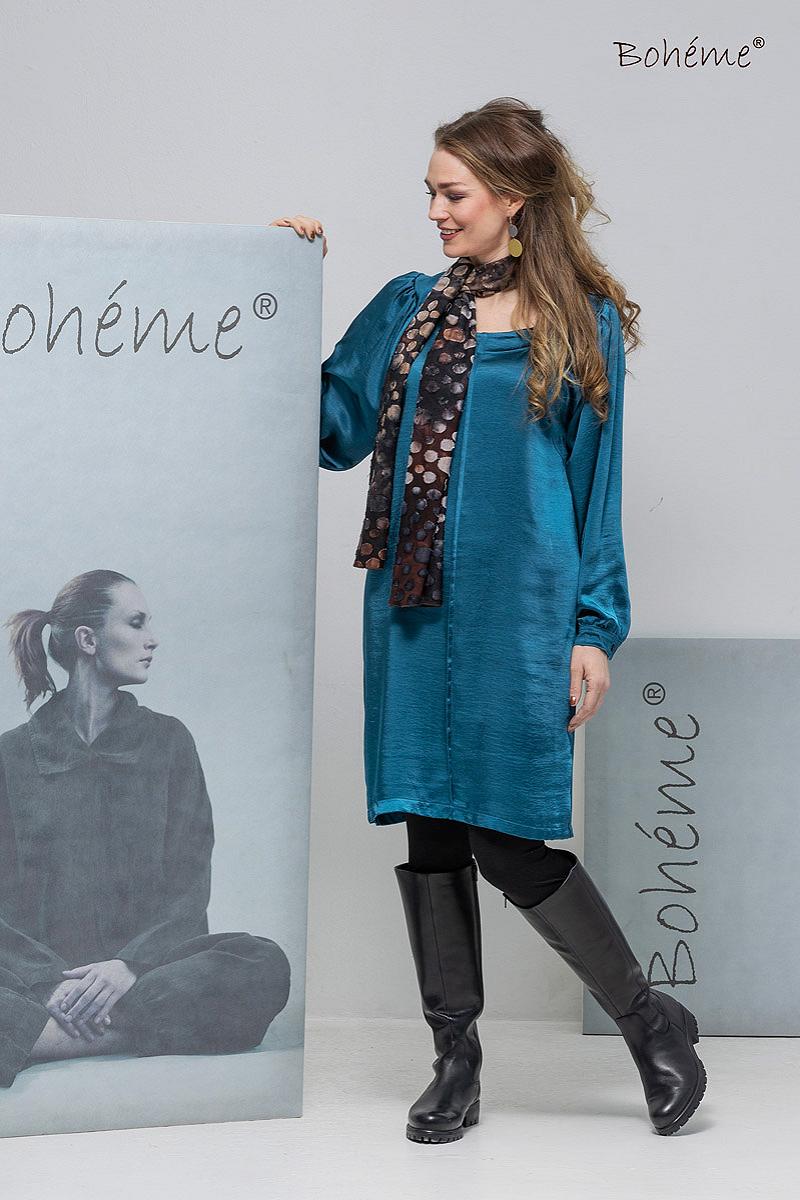 Kjole kort l.arm sateng