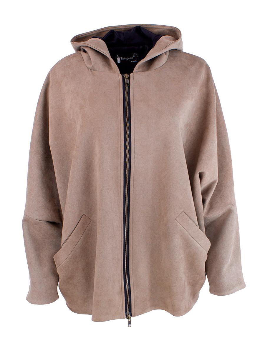 Jakke m/hette imitert semsket