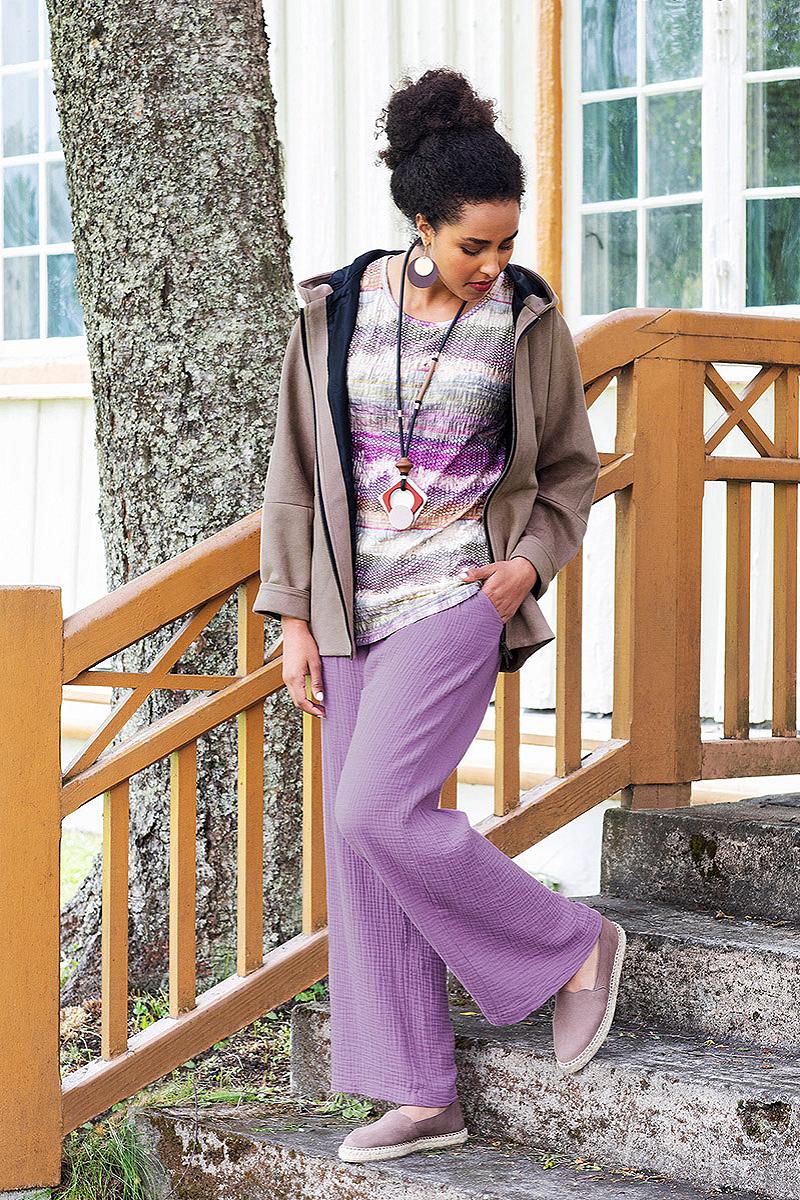 Jakke m/hette imitert semsket