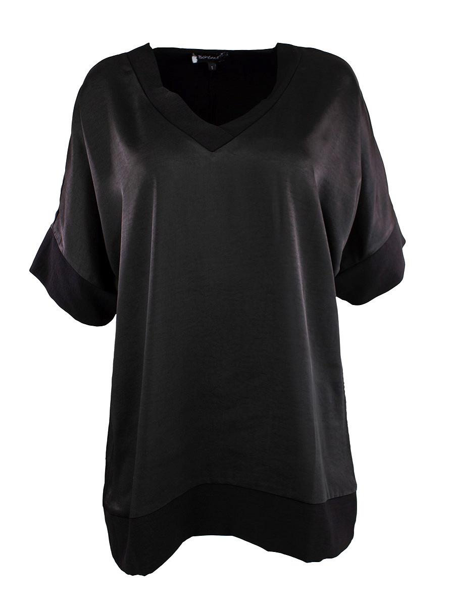 Topp V-hals k.arm sateng